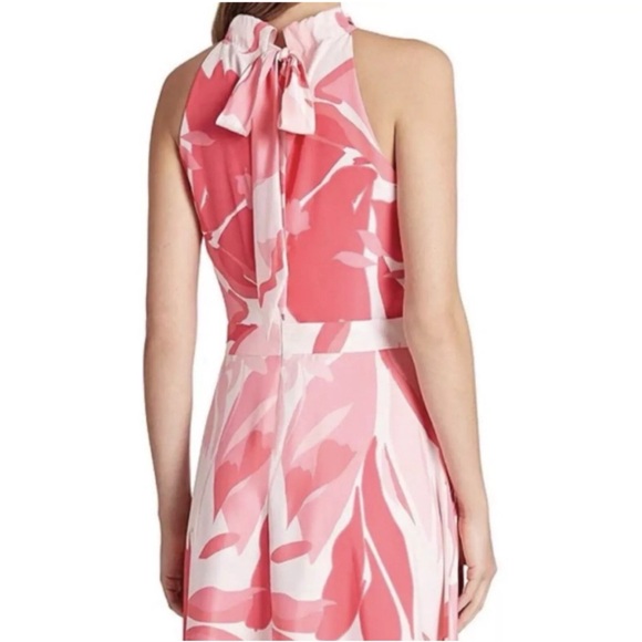 Tahari ASL NWT Halter Tie-Neck Sleeveless Midi Dress Pink & Orange - Picture 15 of 16